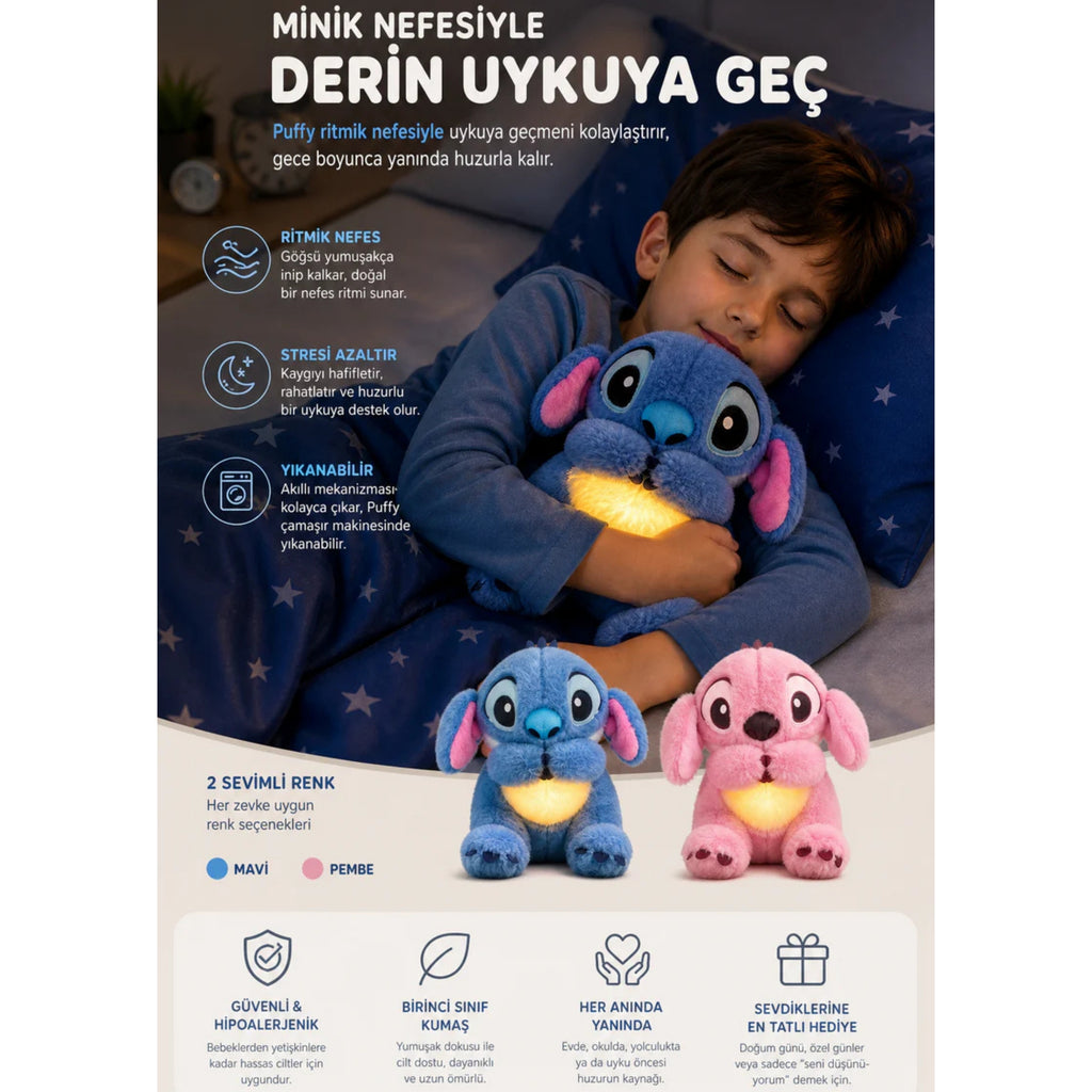 Stich uyku arkadaşı nefes alabilen peluş oyuncak